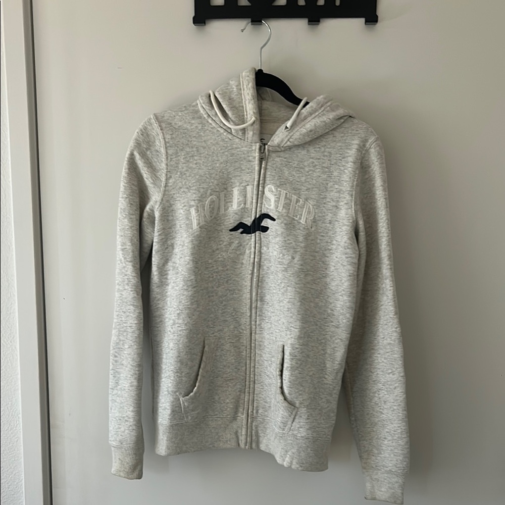 Hollister Light Gray Hoodie with Logo